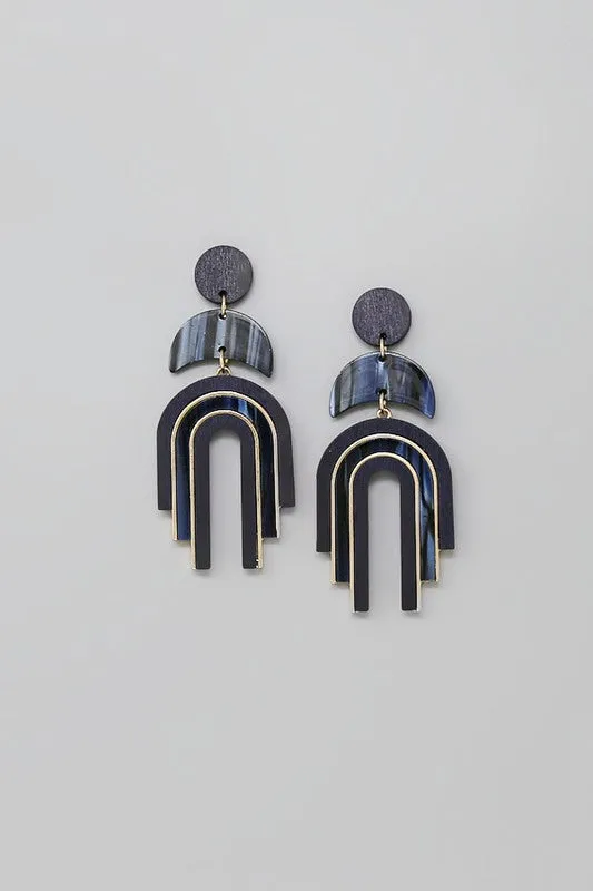 Acetate & Wood Arch Earring