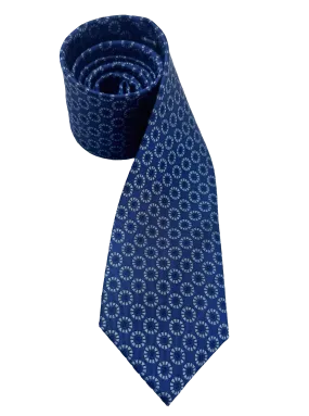 Blue Circle Print Silk Tie