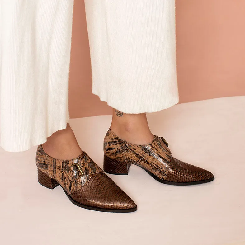 Brown Starling- Single buckle Shoes For Women