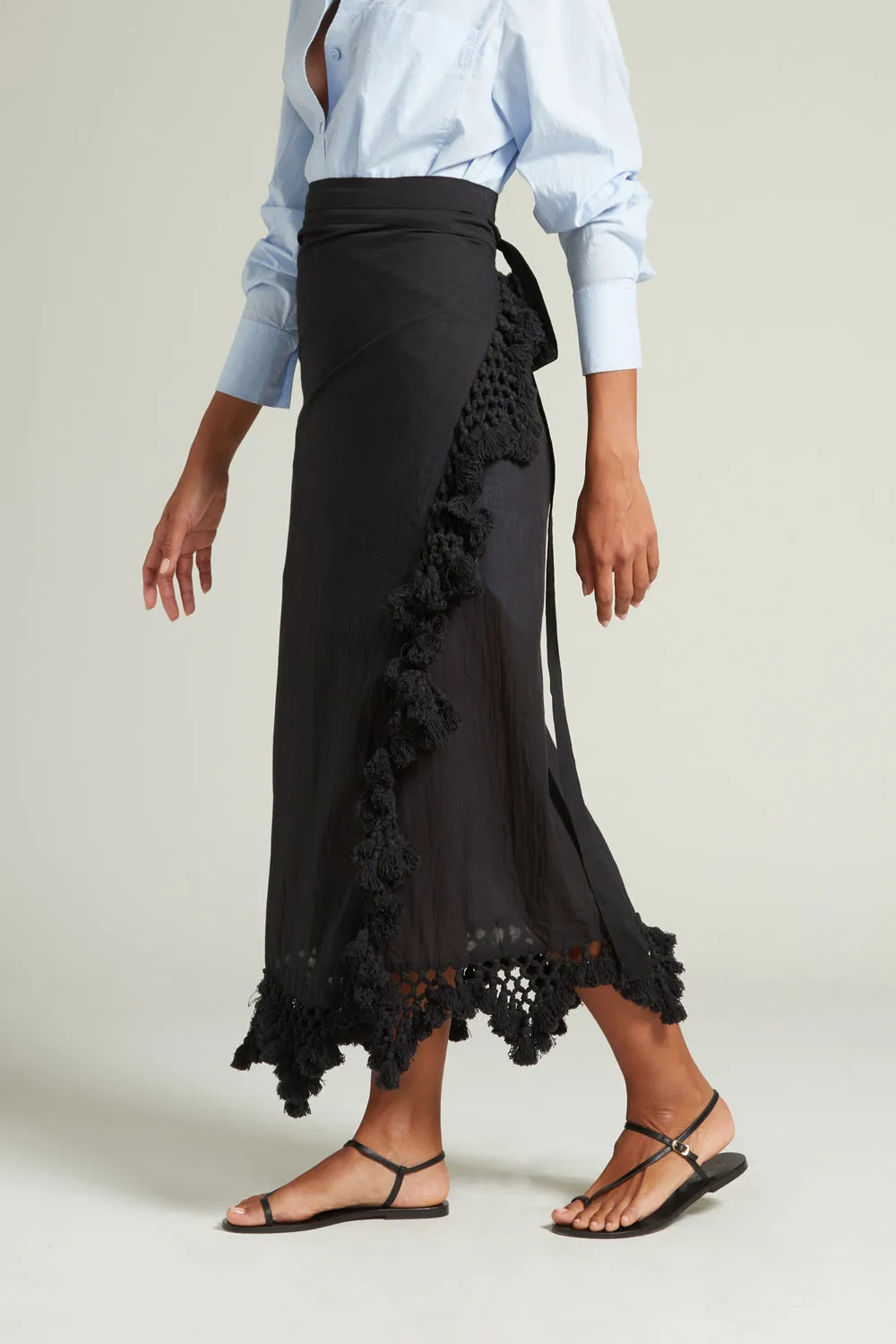 Capri Crocheted Wrap Skirt Caviar