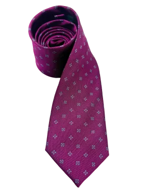 Fushcia Square Print Silk Tie