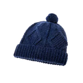 Navy Hand Knit Beanie