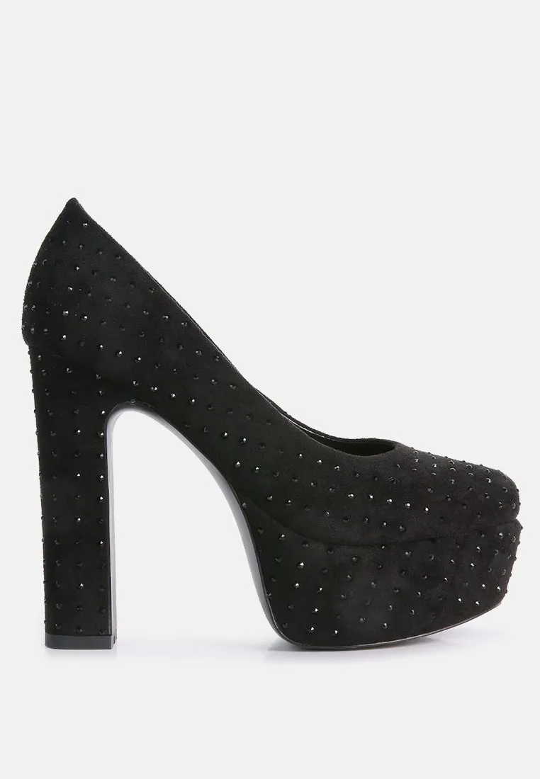 POPPINS Black Glinting Platform High Pumps