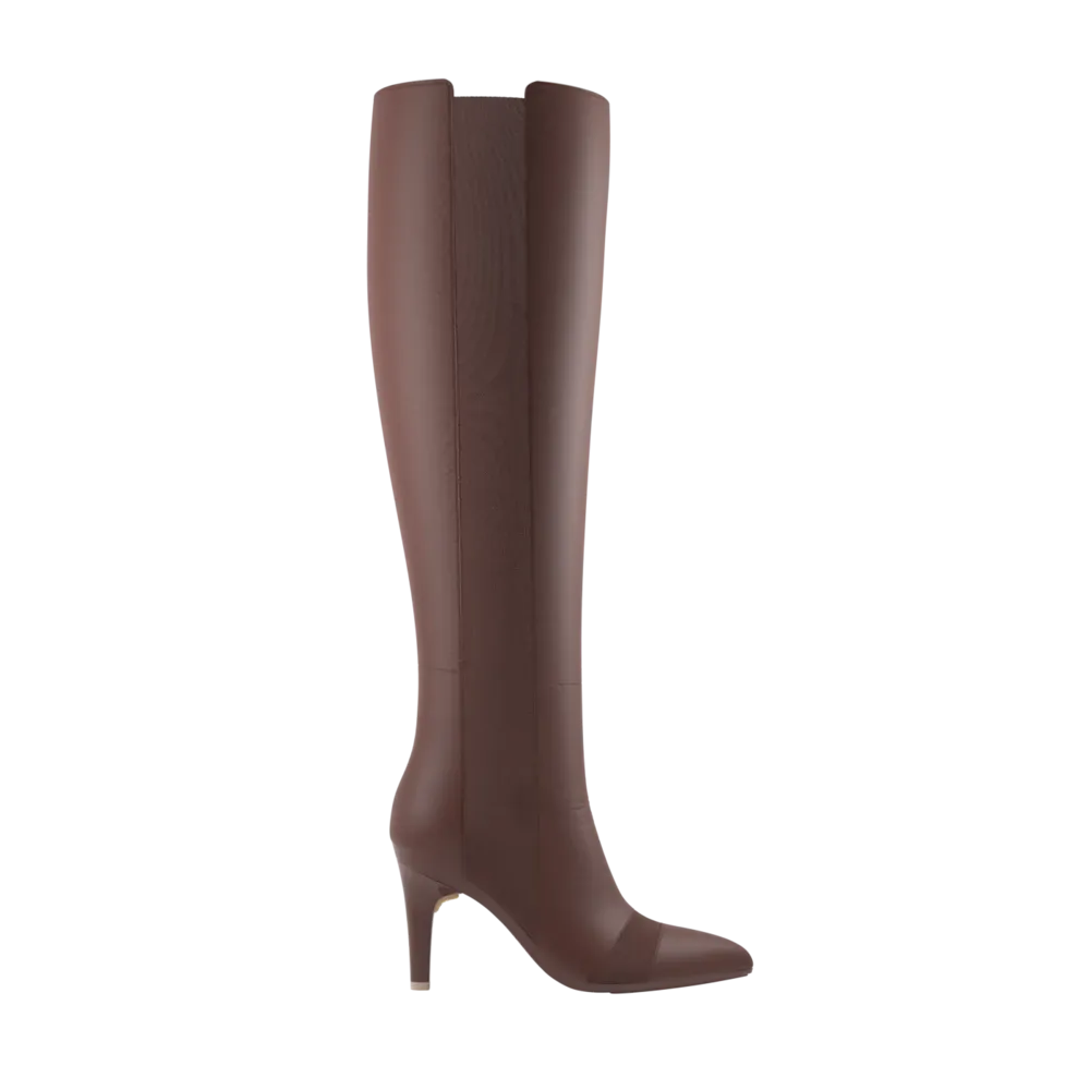 The Knee High Boot Walnut Leather   Stiletto Heel Kit 4 Walnut