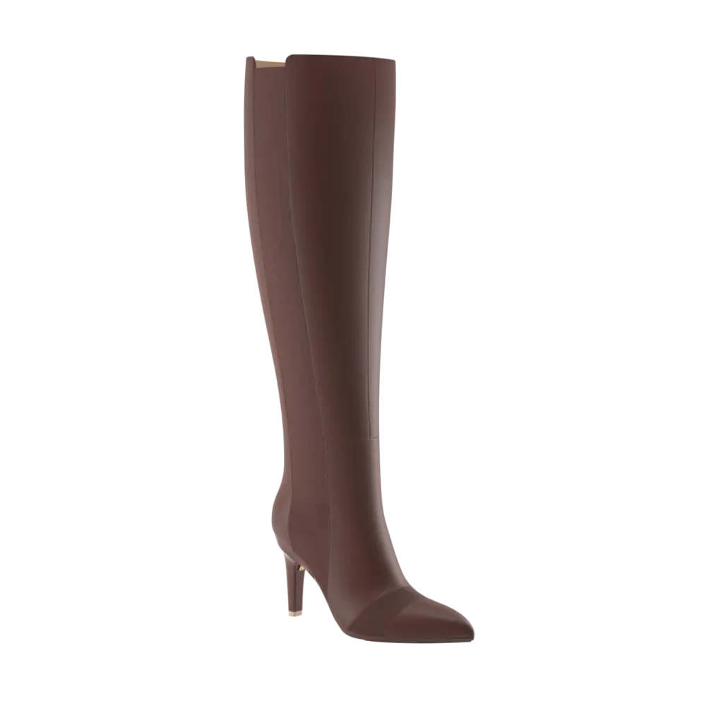 The Knee High Boot Walnut Leather   Stiletto Heel Kit 4 Walnut